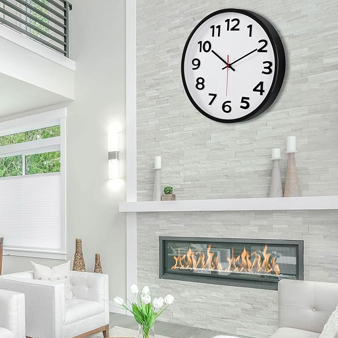 Keepcross 14 Inch Wall Clock Battery Operated Silent Non-Ticking, 3D Big - Image 7