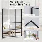 Dewfig Rectangle Window Mirror Wall Mounted, Large Black Mirrors - Image 6