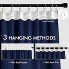 MIULEE Navy Blue Back Tab Blackout Curtains 102 Inch Long 2 Panels Set - Image 3
