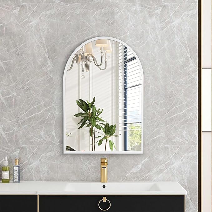 Arched Wall Mirror, Brushed Metal Frame Mirror, Arch Bathroom Vanity - Image 3