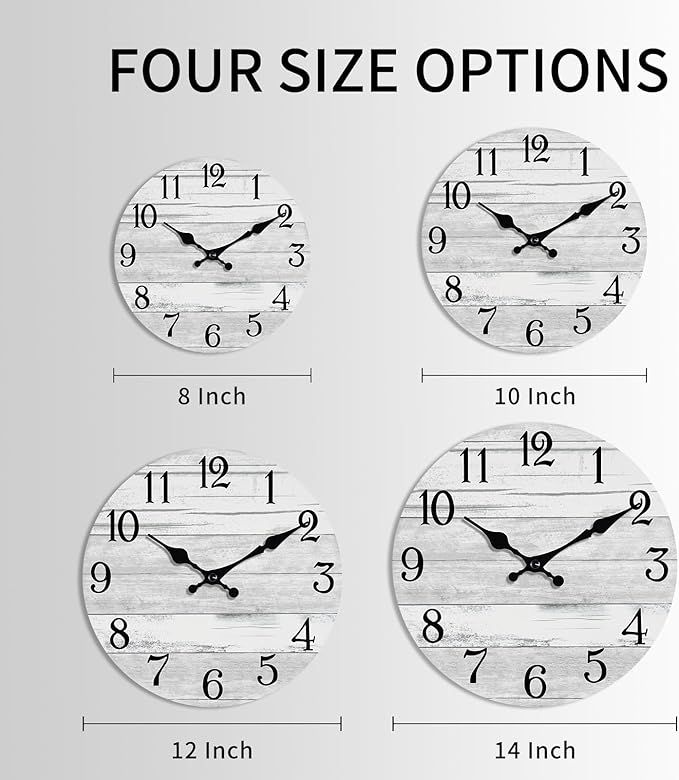 KECYET Wall Clock Battery Operated 12 Inch Gray Silent Non Ticking Country - Image 2