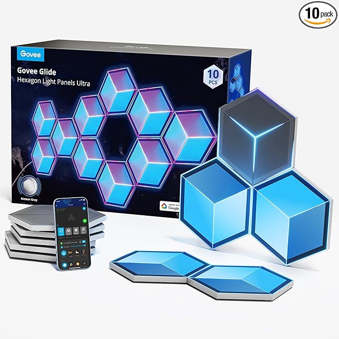 Govee Glide Hexagon Light Panels Ultra, RGBIC 3D Wall Lights by Govee