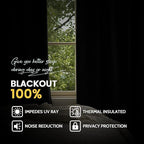 Yakamok 100% Blackout Curtain Panels 72 inches Cold and Light Blocking Drapes - Image 6