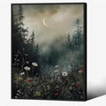 Dark Flower Field Poster Vintage Moody Academia Wall Art 08x10 inch Black by rumlud