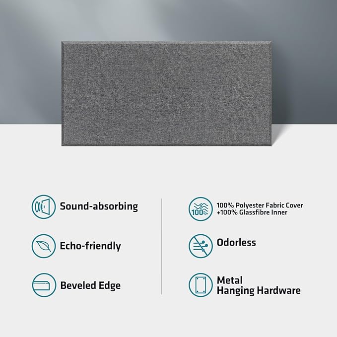 UMIACOUSTICS 2 PCS Acoustic Panel, 47.2" x 23.6" Fiberglass Sound Proof Wall - Image 5