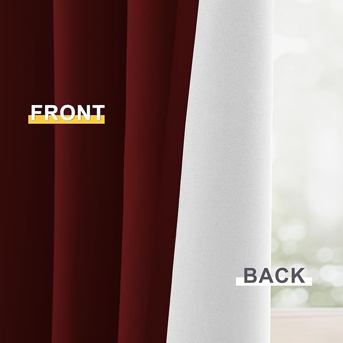 Yakamok 100% Blackout Curtain Panels 63 inches Cold and Light Blocking Drapes - Image 6