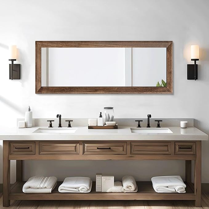 AAZZKANG Hanging Mirror Full Length Vintage Large Mirrors Wooden Framed 43"x14" - Image 5