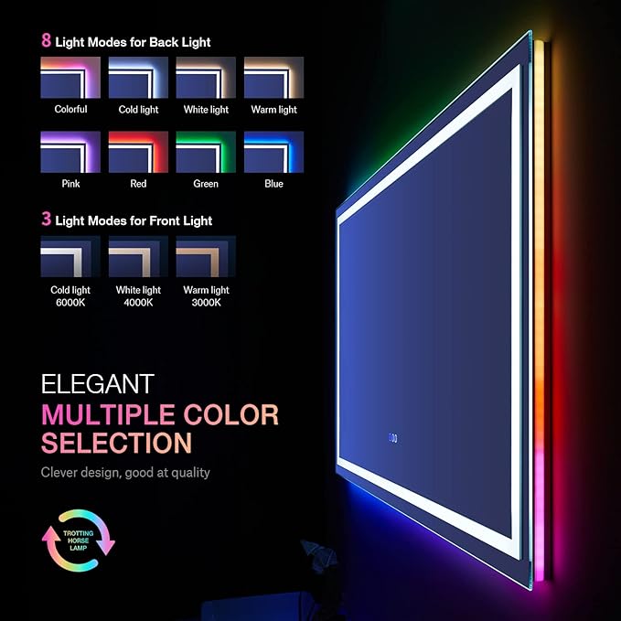 LOAAO 60”X40“ RGB LED Bathroom Mirror - Image 4