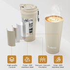 16oz Tumbler with 3 in 1 Lid - Travel Coffee Tumbler - 100% Leakproof and Spill Proof for Hot and Cold Drink - Coffee Mug for Travel, Office, School...(Beige)