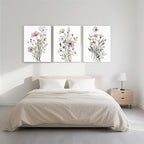WRFON UnFramed Botanical Canvas Wall Art Set of 3, Watercolor Floral Prints - Image 4