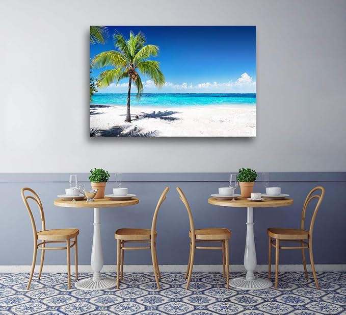 Baisuart-S03969 Large Canvas Wall Art Summer Ocean Waves Prints Coconut Trees - Image 4