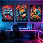PPV 3Pcs Cool Gaming Wall Art Retro Video Gamer watercolor Posters Pictures - Image 4