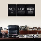 KAWAHONE Grind Hustle Conquer Success Wall Art, Motivation Canvas Wall Decor - Image 4
