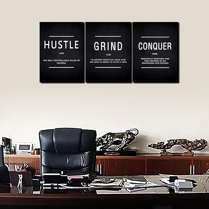 KAWAHONE Grind Hustle Conquer Wall Art, Success Canvas Painting Wall Decor - Image 4