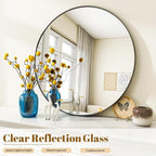 VooBang Black Round Bathroom Mirror, 20 inch Circle Wall Mounted Hanging Mirror - Image 4