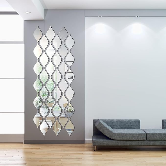 Weysat 30 Pcs Mirror Wall Stickers Decor Acrylic 3D Tear Drop Decorative - Image 4