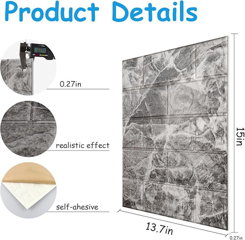 3D Wall Panels Peel and Stick in Grey White，20 PCS XPE Foam 3D Wallpaper - Image 2