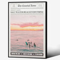 Pink Beach Newspaper Posters Vintage Fashion Coastal Girl Surf Wall Art 16X24 by Unknown