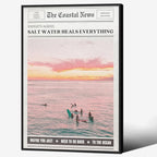 Pink Beach Newspaper Posters Vintage Fashion Coastal Girl Surf Wall Art 16X24 by Unknown