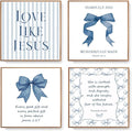 LARTSFRO Coquette Navy Blue Bow Jesus Wall Art Decor Posters, Inspirational by Unknown