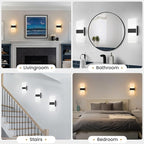 Modern LED Wall Sconces Set of Two, 12 Inch Indoor Dimmable Black Wall Lights - Image 7