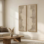 Long Narrow Framed Neutral Abstract Vertical Wall Art Set of 2, Oversized - Image 2