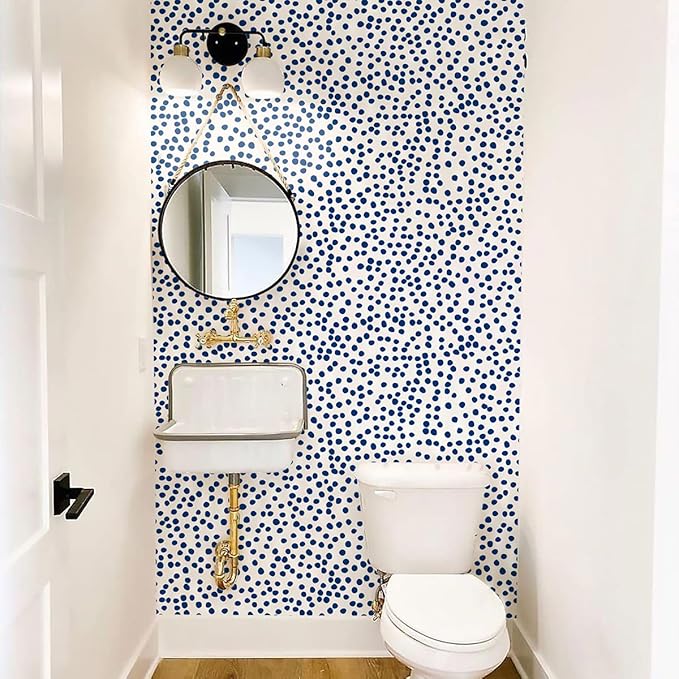 Jeweluck Blue Polka Dot Peel and Stick Wallpaper Blue and White Contact Paper - Image 8