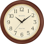 Bulova Atomic Time 2 Analog Wall Clock C5004 | 12.4" Wooden Frame, Sets Time by BulovaCorporation