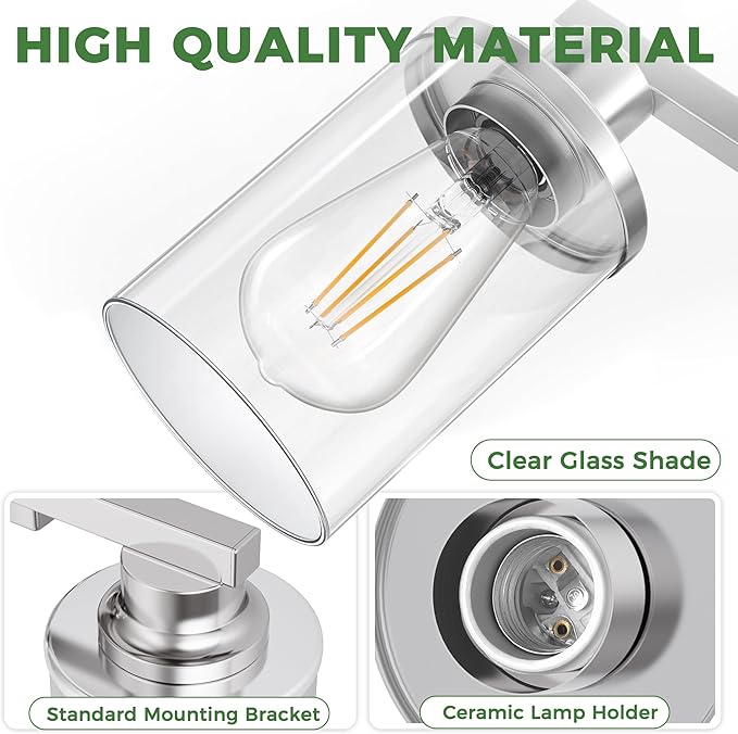 DORESshop 4-Light Vanity Light Fixtures, Chrome Bathroom Light Fixtures Over - Image 4
