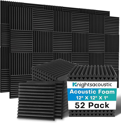 52 Pack Acoustic Foam Panels, High Density Acoustic Panels Sound Absorbing by Knightsacoustic