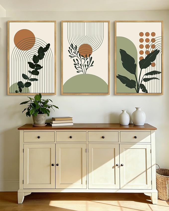 PHOPAGO Boho Plant Wall Art Green Botanical Bohemain Framed Wall Printing - Image 6