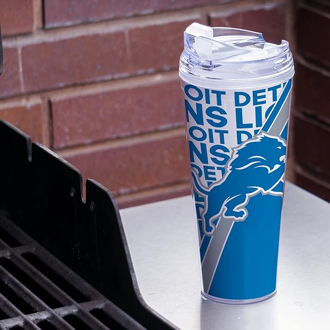 NFL Football 24oz Acrylic Tumbler with Hinged Lid, Officially Licensed Double Wall Tumbler for NFL Fans