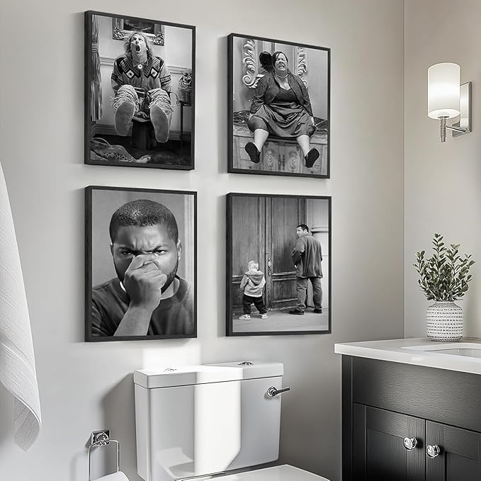 Funny Bathroom Wall Art Set of 4, Vintage Humor Bathroom Decor Wall Art - Image 3