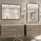 LOAAO 32x36 Inch Black Metal Framed Bathroom Mirror - Image 4
