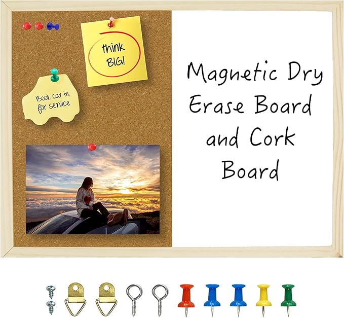 OWLKELA Dry Erase Cork Board 16.5"x12.6", Notice Pin Board, Memo Board by OWLKELA