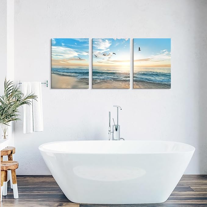 Goldfoilart Ocean Beach Sunset Canvas Wall Art - Image 4
