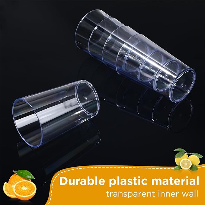 Meanplan Restaurant Grade 8 oz Plastic Cup Break Resistant Drinking Glasses Reusable Clear Cup Stackable Shatterproof Drink Tumblers for Cafe Party Catering Supplies(Clear,48 Pack)