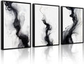 Black White Abstract Wall Art Decor Set of 3 Modern Wall Art Minimalist Canvas by Unknown