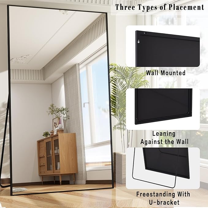 BEAUTYPEAK 77"x38" Rectangle Full Body Floor Mirrors, Full Length Mirror - Image 4