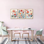 KISSFOX Colorful Wildflower Canvas Wall Art Set Of 3 Flowers Pictures Prints - Image 6