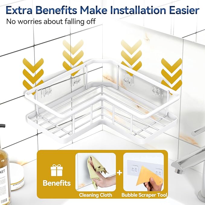 YASONIC Corner Shower Caddy, No Drilling Shower Shelf - Image 5
