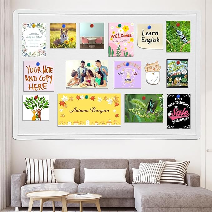 Large Bulletin Board, 48 X 36 inches Felt Board Notice Pin Board, Self-Adhesive - Image 3