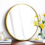 SCWF-GZ 24" Round Mirror Circle Wall Mounted Hanging or Against Wall Metal - Image 7