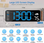 Digital Wall Clock with Remote Control, Large Display Plug in LED Digital Alarm - Image 2