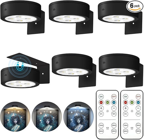 6Pcs Picture Lights for Wall Battery Operated, Magnetic Led Painting Light by Kandicyar