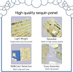 COKAOBE Gold Shimmer Wall Backdrop, 24 Panels Square Sequin Shimmer Backdrop - Image 3