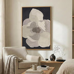 Framed Neutral Modern Floral Black and White Wall Art, Large Contemporary - Image 4
