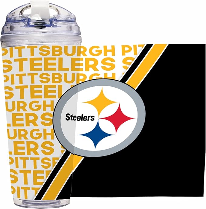 NFL Football 24oz Acrylic Tumbler with Hinged Lid, Officially Licensed Double Wall Tumbler for NFL Fans