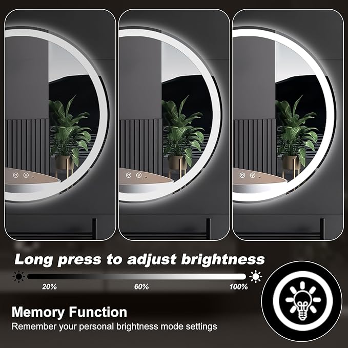 DUMOS 24 Inch Round LED Bathroom Mirror - Image 7