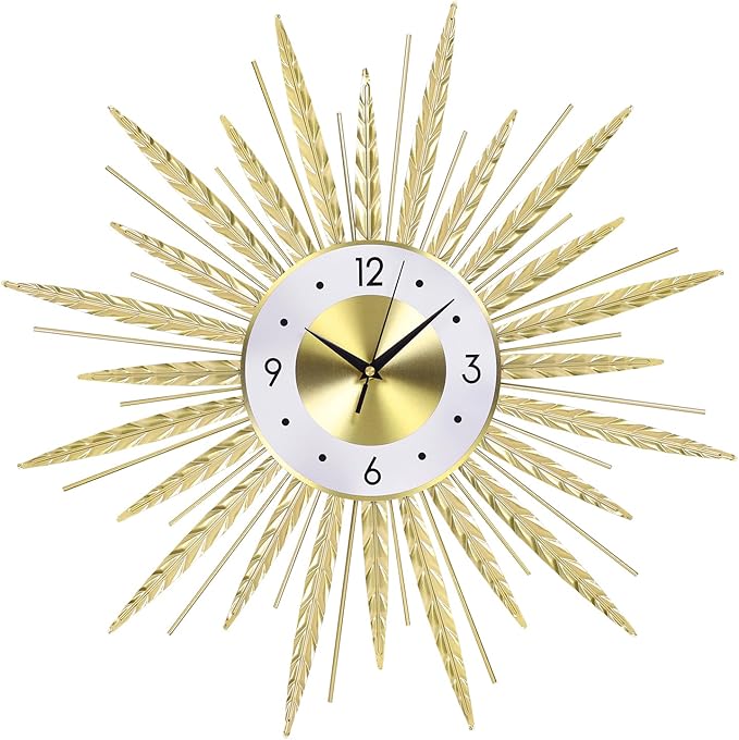 23 inch Gold Starburst Wall Clock, Silent Non-Ticking Large Modern Starburst - Image 8